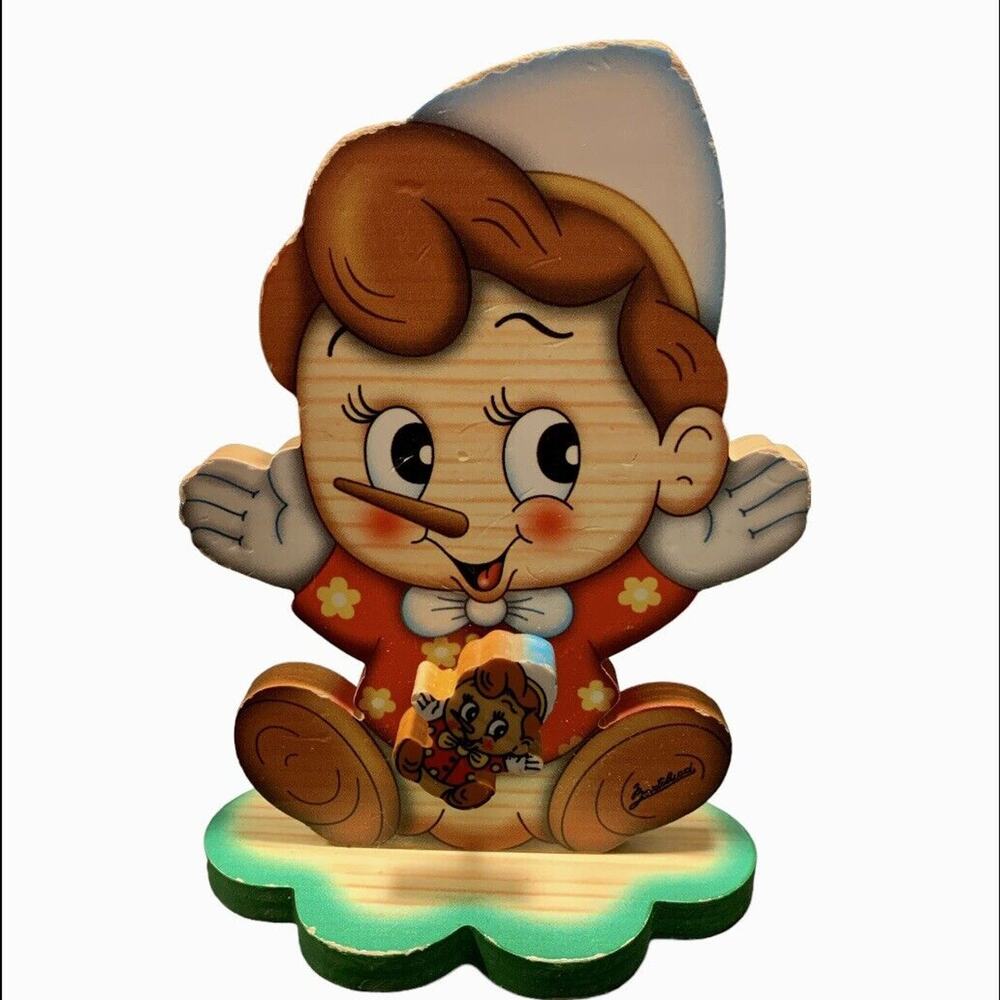 Vintage Bartolucci Pinocchio Music Box Made in Italy spins to crank music